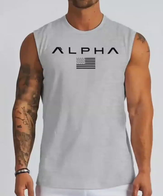 Men's Alpha American Flag Sleeveless Tank Top