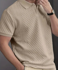 Men's Casual Striped Short Sleeve Polo Shirt –
