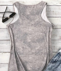 Women'S Casual Sleeveless Tank Top with "" Letter Print - Soft Green, Round Neck, Stretchy Fabric, Perfect for Fitness & Casual Attire, Tank Top