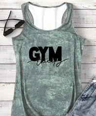Women'S Casual Sleeveless Tank Top with "" Letter Print - Soft Green, Round Neck, Stretchy Fabric, Perfect for Fitness & Casual Attire, Tank Top