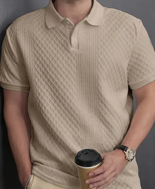 Men's Casual Striped Short Sleeve Polo Shirt –