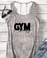 Women'S Casual Sleeveless Tank Top with "" Letter Print - Soft Green, Round Neck, Stretchy Fabric, Perfect for Fitness & Casual Attire, Tank Top