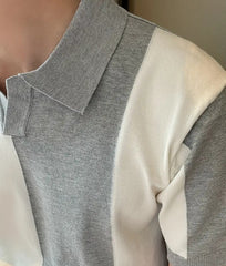 Men's Casual Striped Short Sleeve Polo Shirt – Navy & White