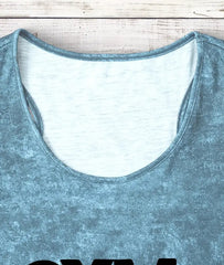 Women'S Casual Sleeveless Tank Top with "" Letter Print - Soft Green, Round Neck, Stretchy Fabric, Perfect for Fitness & Casual Attire, Tank Top