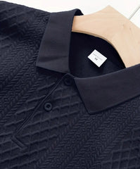 Men's Casual Striped Short Sleeve Polo Shirt – Blue