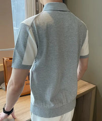 Men's Casual Striped Short Sleeve Polo Shirt – Navy & White