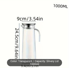 1pc Heavy-Duty Acrylic Water Pitcher with Lid