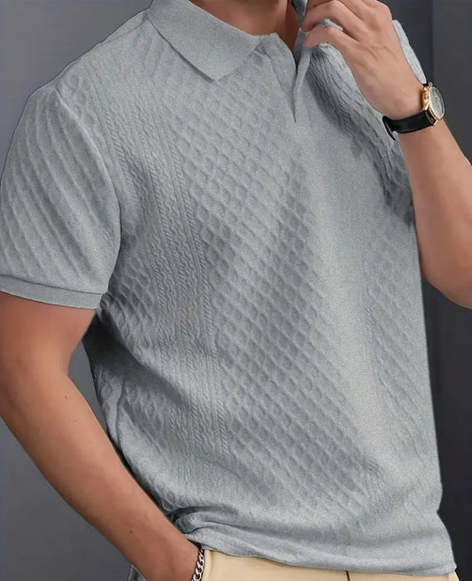 Men's Casual Striped Short Sleeve Polo Shirt