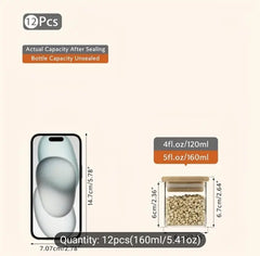 12-Piece 5oz Glass Spice Jar Set with Bamboo Lids