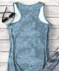 Women'S Casual Sleeveless Tank Top with "" Letter Print - Soft Green, Round Neck, Stretchy Fabric, Perfect for Fitness & Casual Attire, Tank Top