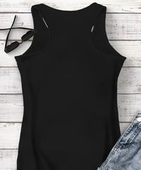 Women'S Casual Sleeveless Tank Top with "" Letter Print - Soft Green, Round Neck, Stretchy Fabric, Perfect for Fitness & Casual Attire, Tank Top