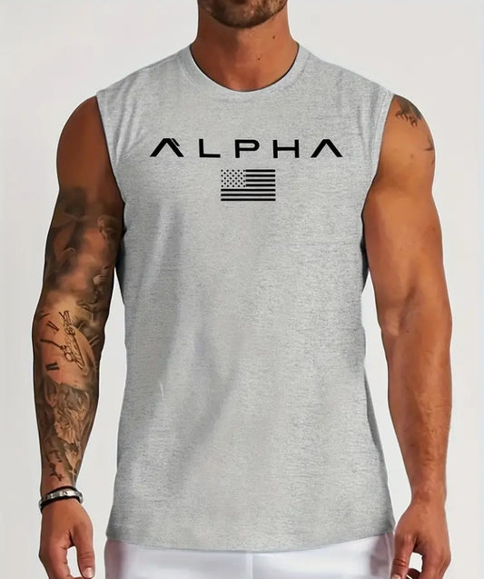 Men's Alpha American Flag Sleeveless Tank Top