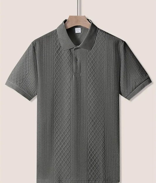 Men's Stylish gray Mesh Short-Sleeve Button-Up Shirt – Summer Casual Knitwear