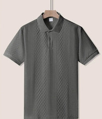Men's Stylish gray Mesh Short-Sleeve Button-Up Shirt – Summer Casual Knitwear