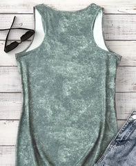 Women'S Casual Sleeveless Tank Top with "" Letter Print - Soft Green, Round Neck, Stretchy Fabric, Perfect for Fitness & Casual Attire, Tank Top
