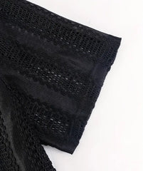 Men's Stylish Black Mesh Short-Sleeve Button-Up Shirt – Summer Casual